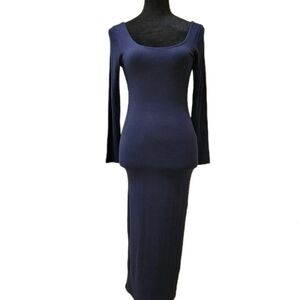 Classic Navy Long Sleeve Scoop Neck Dress-Size Medium-NWT